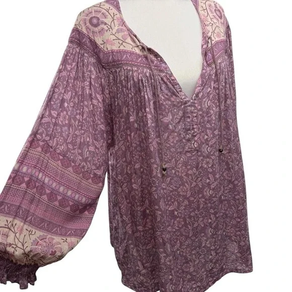 Spell & The Gypcy Collective Dahlia Mulberry Blouse Size XS Oversized Boho Pink - Picture 5 of 10
